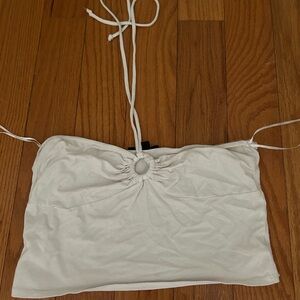 White halter crop top